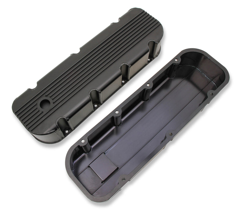 Mr Gasket 6816BG Aluminum Valve Cover; Black Finish; Finned; Pair; - Truck Part Superstore