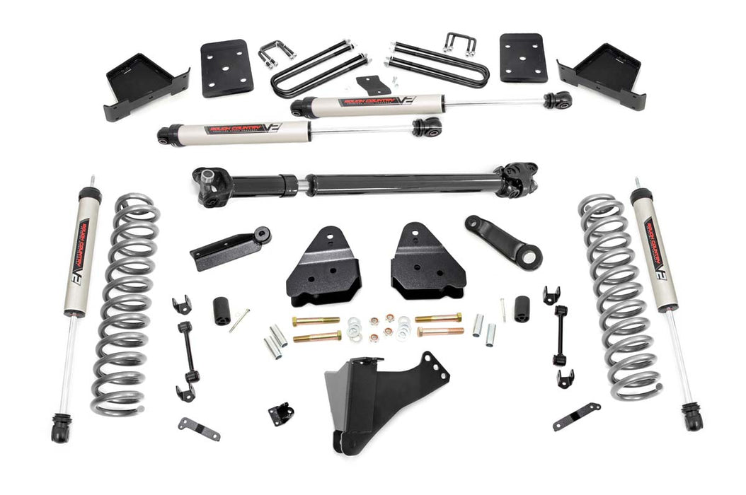 Rough Country 50371 6 Inch Suspension Lift Kit Rear Overload Springs 3.5 inch Axle Diameter w/Front Drive Shaft & V2 Shocks 17-19 F-250/350 4WD Diesel Rough Country - Truck Part Superstore