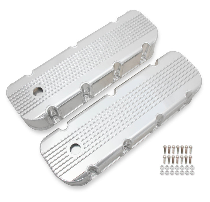Mr Gasket 6833G Aluminum Valve Cover; Polished Finish; Finned; Pair; - Truck Part Superstore