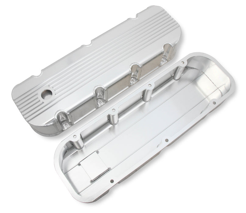 Mr Gasket 6833G Aluminum Valve Cover; Polished Finish; Finned; Pair; - Truck Part Superstore