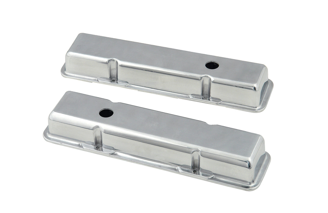 Mr Gasket 6850 Aluminum Valve Cover; Plain Top; w/Baffle; Short; Pair; - Truck Part Superstore