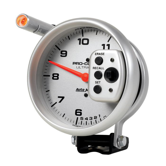 AutoMeter 6855 GAUGE; TACH; 5in.; 11K RPM; PEDESTAL W/QUICK LITE; DUAL RANGE W/PEAK MEMORY; UL - Truck Part Superstore