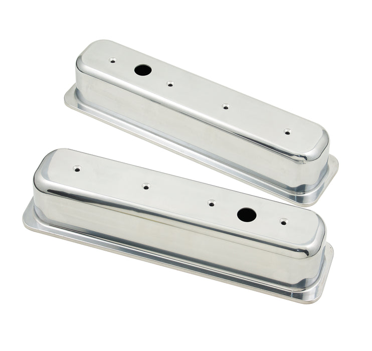 Mr Gasket 6870G Aluminum Valve Cover; Polished; Baffled; Center Bolt; 3 11/16 in. Tall; Pair; - Truck Part Superstore