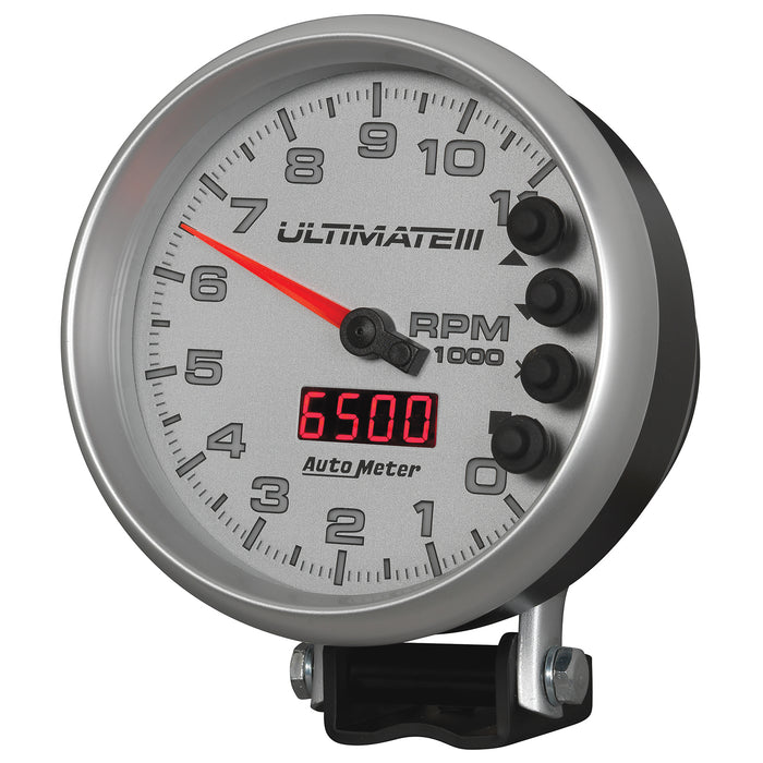 AutoMeter 6886 GAUGE; TACH; 5in.; 11K RPM; PEDESTAL; DATALOGGING; ULTIMATE III PLAYBACK; SILVER - Truck Part Superstore