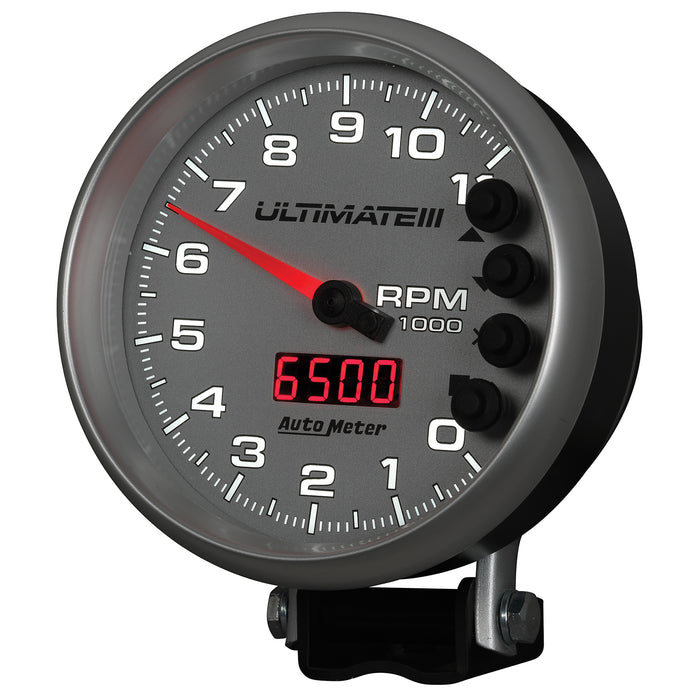 AutoMeter 6886 GAUGE; TACH; 5in.; 11K RPM; PEDESTAL; DATALOGGING; ULTIMATE III PLAYBACK; SILVER - Truck Part Superstore