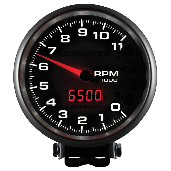 AutoMeter 6886 GAUGE; TACH; 5in.; 11K RPM; PEDESTAL; DATALOGGING; ULTIMATE III PLAYBACK; SILVER - Truck Part Superstore