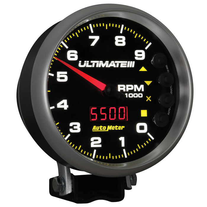 AutoMeter 6887 GAUGE; TACH; 5in.; 9K RPM; PEDESTAL; DATALOGGING; ULTIMATE III PLAYBACK; BLACK - Truck Part Superstore
