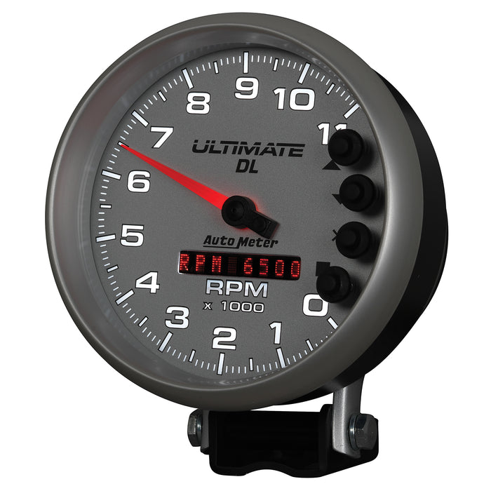AutoMeter 6895 GAUGE; TACH; 5in.; 11K RPM; PEDESTAL; DATALOGGING; ULTIMATE DL PLAYBACK; SILVER - Truck Part Superstore