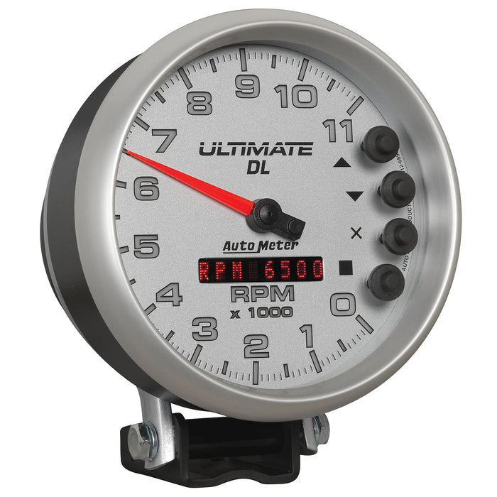 AutoMeter 6895 GAUGE; TACH; 5in.; 11K RPM; PEDESTAL; DATALOGGING; ULTIMATE DL PLAYBACK; SILVER - Truck Part Superstore