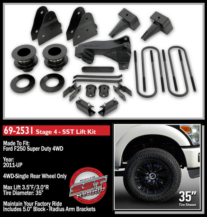 ReadyLift 69-2531 SST® Lift Kit; 3.5 in. Front/1-3 in. Rear Lift; w/Tow Package; Black Finish; - Truck Part Superstore