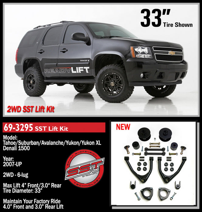 ReadyLift 69-3295 SST® Lift Kit; 4 in. Front/3 in. Rear Lift; w/Tubular Upper Control Arms; - Truck Part Superstore