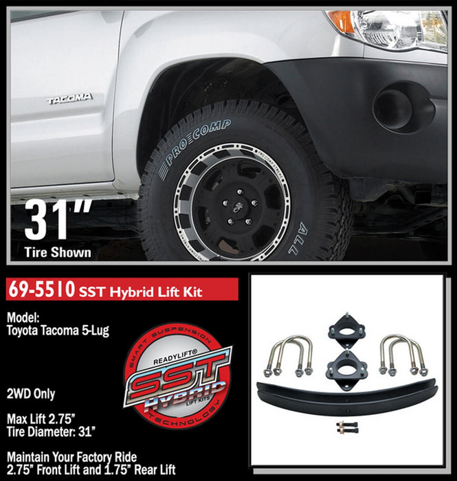 ReadyLift 69-5510 SST® Lift Kit; 2.75 in. Front/1.75 in. Rear Lift; w/1.75 in. Add-A-Leaf; - Truck Part Superstore