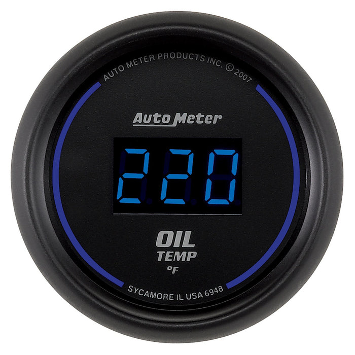 AutoMeter 6948 GAUGE; OIL TEMP; 2 1/16in.; 340deg.F; DIGITAL; BLACK DIAL W/BLUE LED - Truck Part Superstore