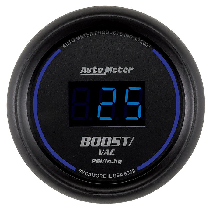 AutoMeter 6959 GAUGE; VAC/BOOST; 2 1/16in.; 30INHG-30PSI; DIGITAL; BLACK DIAL W/BLUE LED - Truck Part Superstore