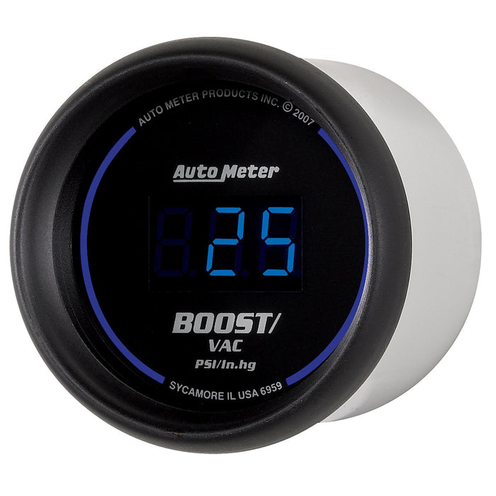 AutoMeter 6959 GAUGE; VAC/BOOST; 2 1/16in.; 30INHG-30PSI; DIGITAL; BLACK DIAL W/BLUE LED - Truck Part Superstore