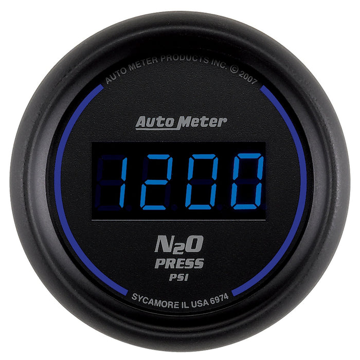 AutoMeter 6974 GAUGE; NITROUS PRESSURE; 2 1/16in.; 1600PSI; DIGITAL; BLACK DIAL W/BLUE LED - Truck Part Superstore