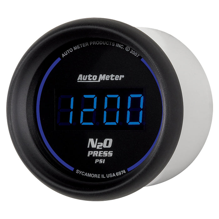 AutoMeter 6974 GAUGE; NITROUS PRESSURE; 2 1/16in.; 1600PSI; DIGITAL; BLACK DIAL W/BLUE LED - Truck Part Superstore