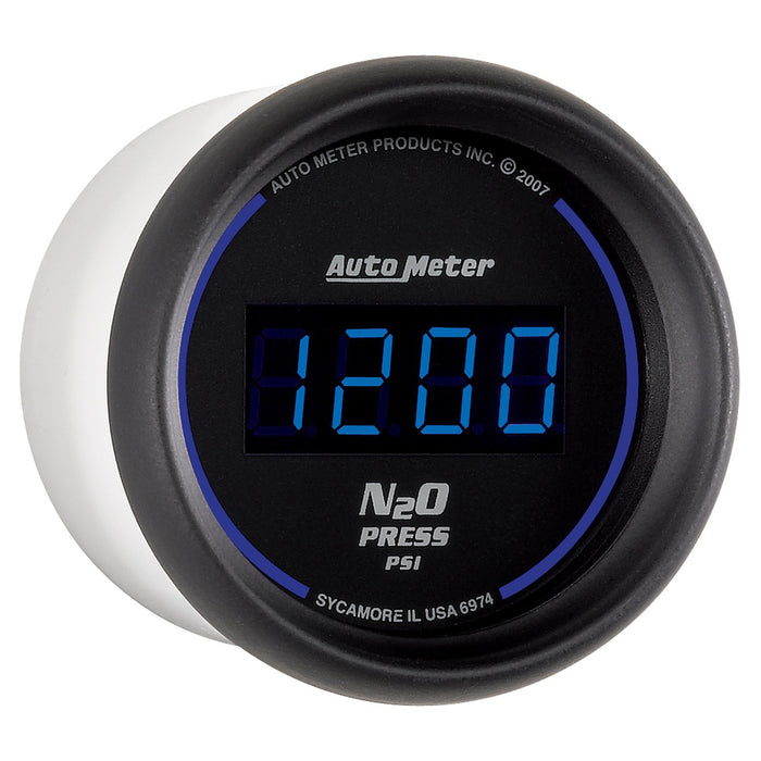 AutoMeter 6974 GAUGE; NITROUS PRESSURE; 2 1/16in.; 1600PSI; DIGITAL; BLACK DIAL W/BLUE LED - Truck Part Superstore