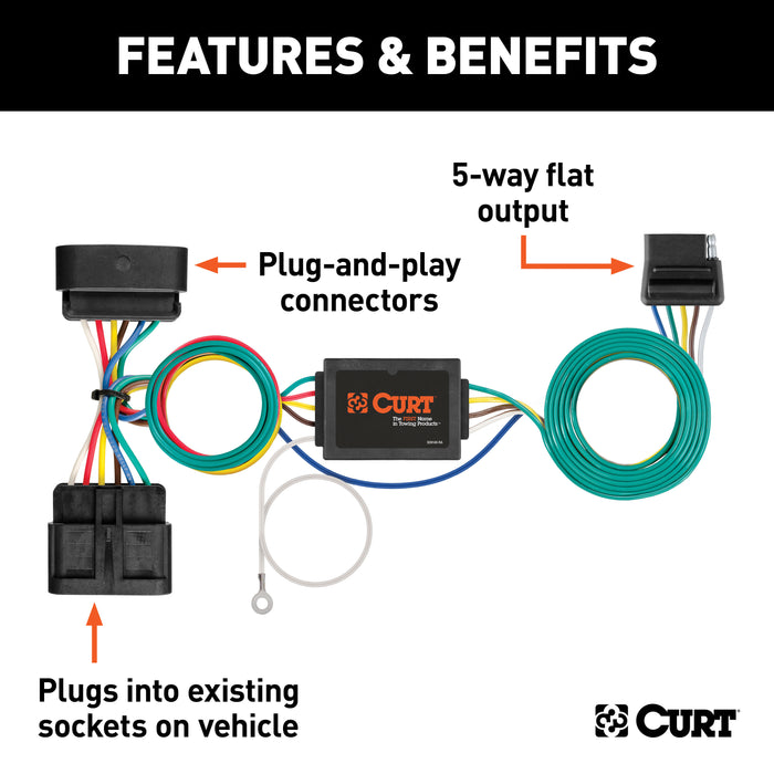 CURT 56510 Custom Wiring; 5-Flat Output; Select Chevy Colorado; GMC Canyon; Isuzu I-Series - Truck Part Superstore