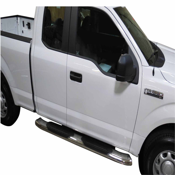 TrailFX A8250S With Step Pads 6 In Oval Bent Pol Stainless Steel With Welded End Caps Rocker Pa - Truck Part Superstore