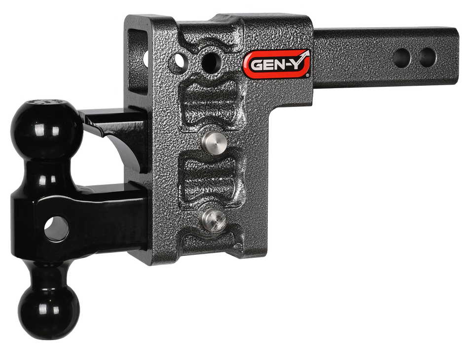 GEN-Y Hitch GH-323 MEGA-DUTY 2" Shank 5" Drop 1.5K TW 10K Hitch with Dual-Ball & Pintle Lock - Truck Part Superstore