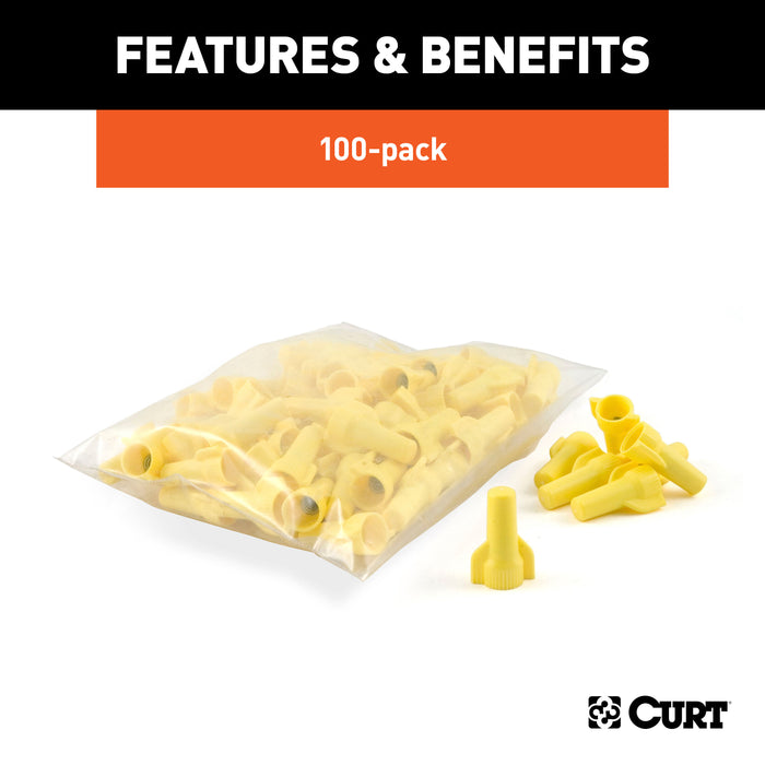 CURT 59901 CURT 59901 18-10 Gauge Yellow Twist-On Wire Connectors; 600 Volts Max; 100-Pack - Truck Part Superstore