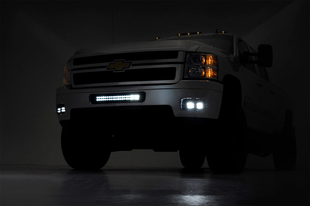 Rough Country 70628DRL Chevrolet LED Fog Light Kit Black Series w/White DRL 11-14 Silverado HD Rough Country - Truck Part Superstore