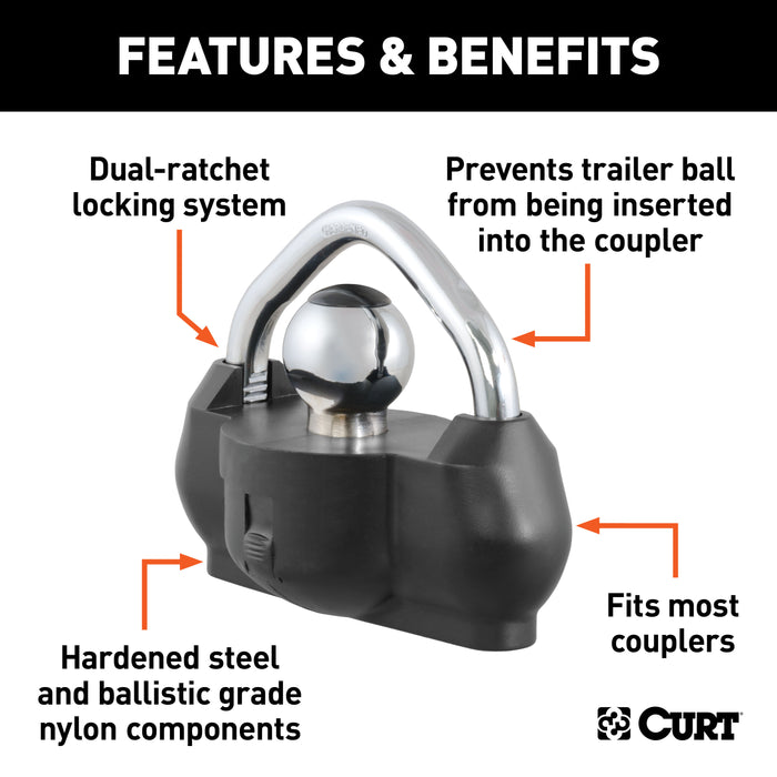 CURT 23179 CURT 23179 Ballistic-Grade Nylon Universal Trailer Tongue Lock - Truck Part Superstore