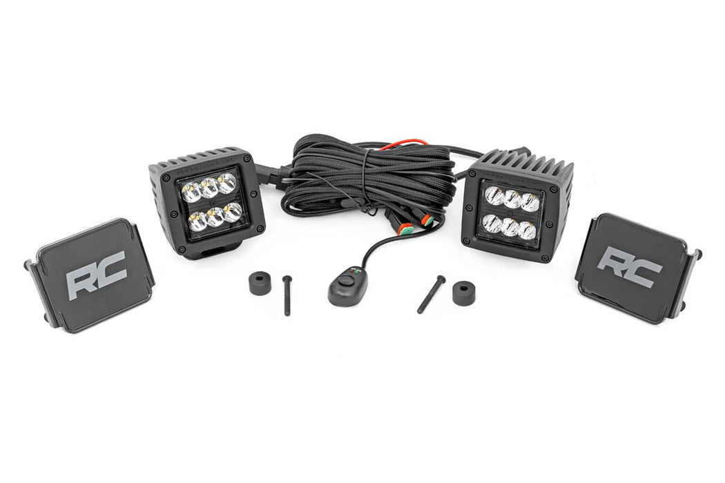 Rough Country 70062 Jeep 2 Inch LED Cube Easy-Mount Kit 18-20 Wrangler JL/20 Gladiator-Black Series Rough Country - Truck Part Superstore