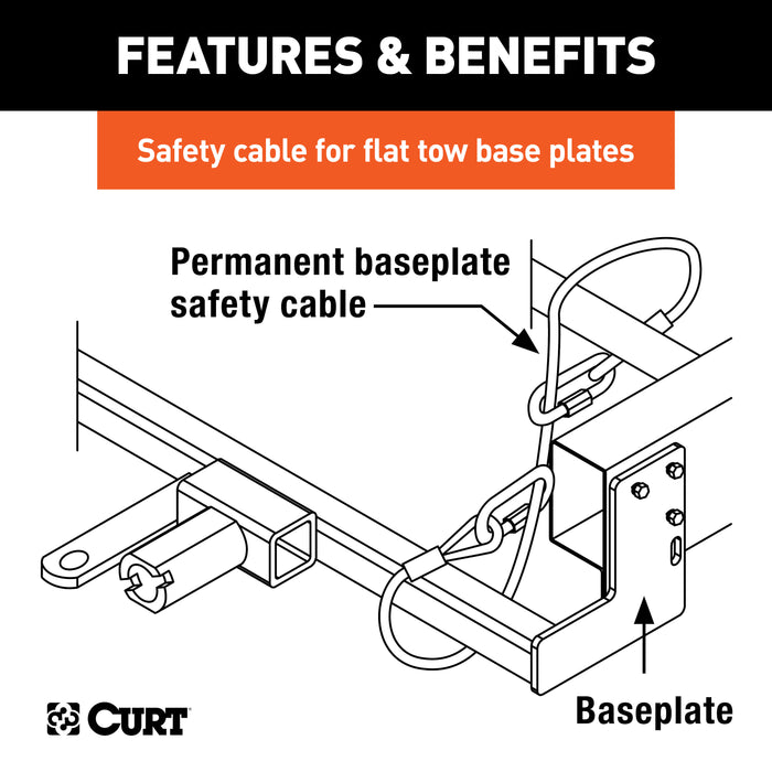 CURT 70006 Replacement 36in. x 1/4in. Diameter Tow Bar Base Plate Safety Cable (3;500 lbs) - Truck Part Superstore