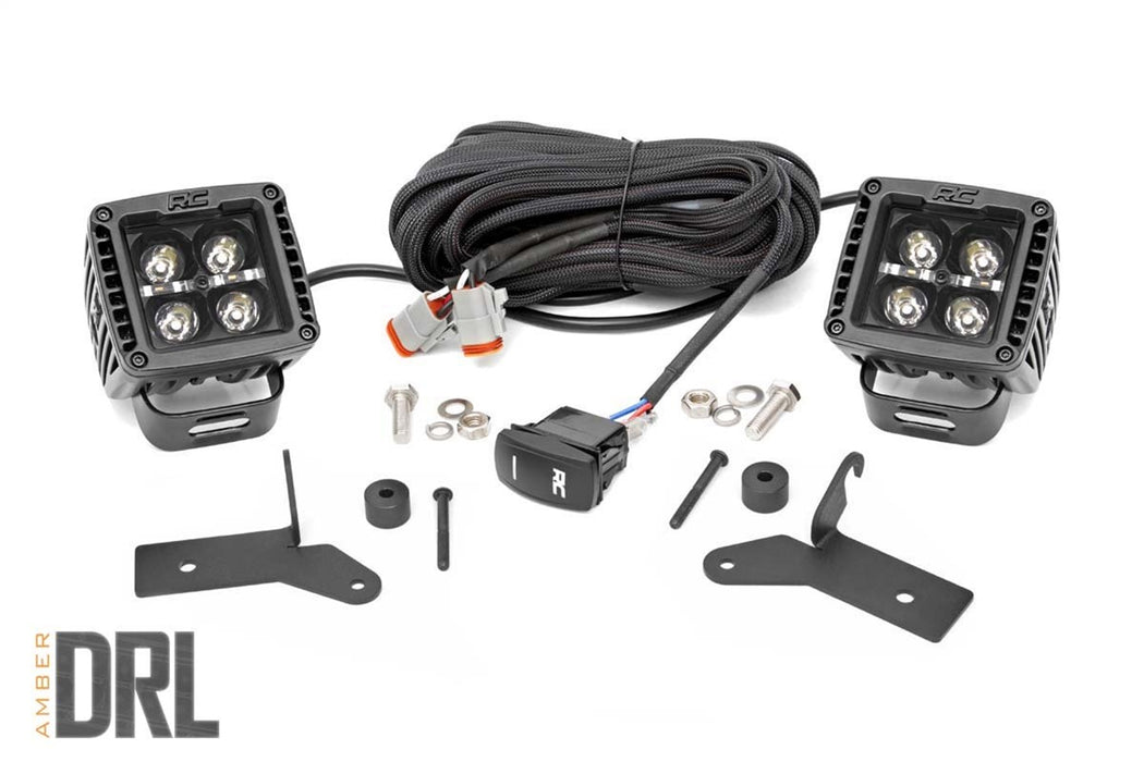 Rough Country 70052DRLA Jeep JL/Gladiator 2 Inch LED Lower Windshield Kit Black Series w/Amber DRL For 18-Pres Wrangler JL/20-Pres Gladiator Rough Country - Truck Part Superstore