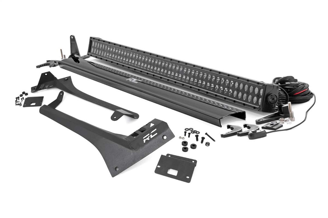 Rough Country 70069 Jeep 50-Inch Straight LED Light Bar Upper Windshield Kit w/ Dual-Row Black Series LED 2020 Gladiator JT, 18-20 Wrangler JL Rough Country - Truck Part Superstore