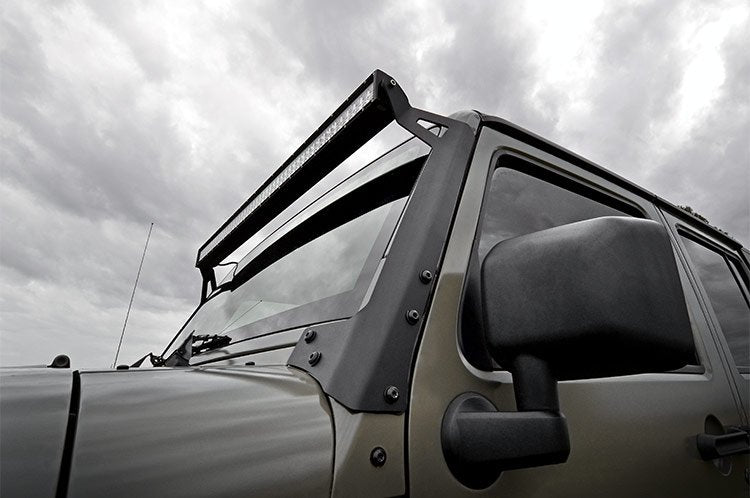 Rough Country 70504 Jeep 50 Inch Straight LED Light Bar Upper Windshield Mounts 07-18 Wrangler JK Rough Country - Truck Part Superstore
