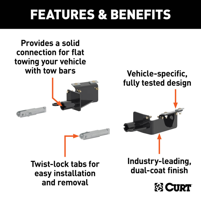 CURT 70136 CURT 70136 Custom Tow Bar Base Plate Brackets for Dinghy Towing; Fits Select Che - Truck Part Superstore