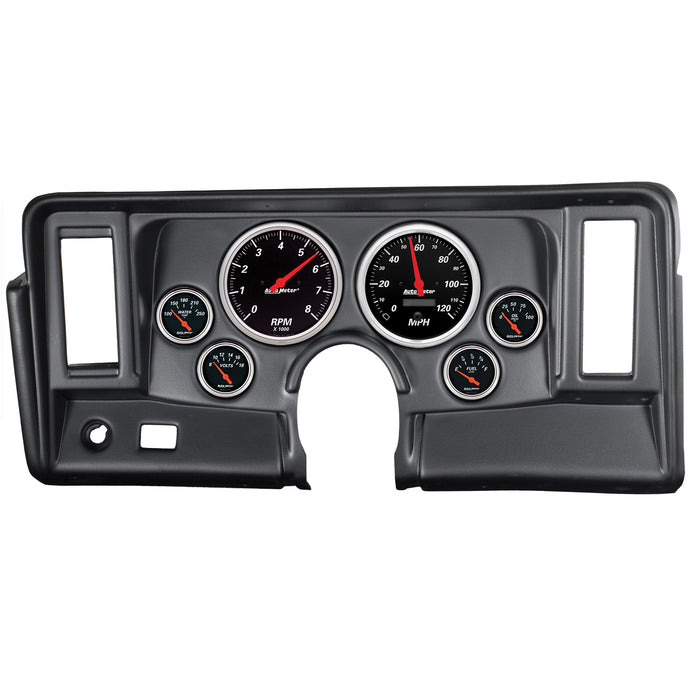 AutoMeter 7024-DB DIRECT FIT DASH KIT; NOVA 69-76; TACH/MPH/FUEL/OILP/WTMP/VOLT; DESIGNER BLACK - Truck Part Superstore
