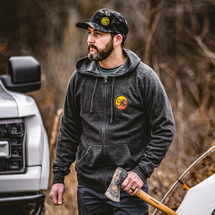 KC HiLiTES 70311 KC Hoodie Zip-Up Racer Logo Front Original Logo Back Heather Gray 2X-Large - Truck Part Superstore