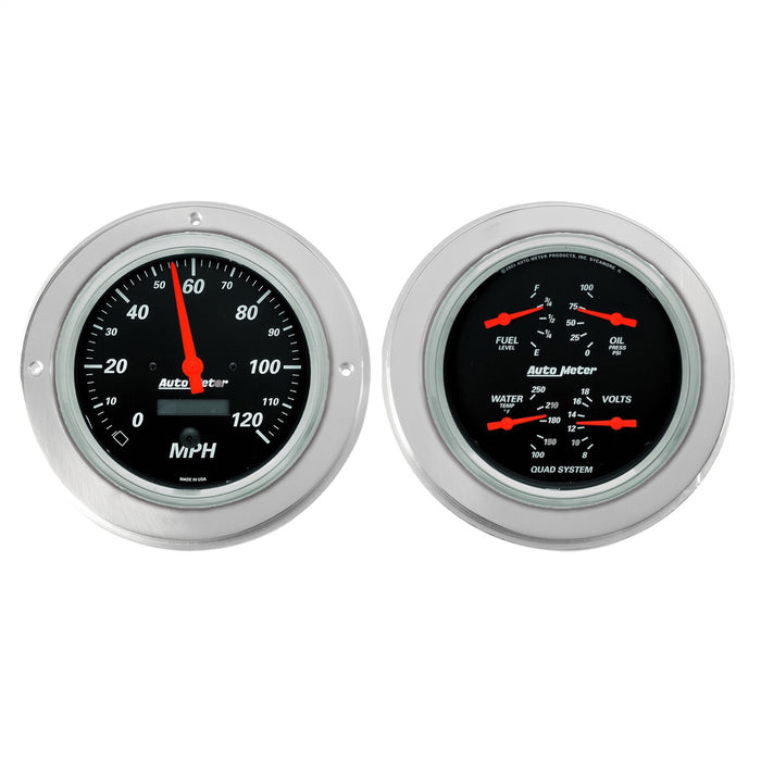 AutoMeter 7037-06 2 GAUGE DIRECT FIT DASH KIT; CHEVY TRUCK 54-55; 2 GAUGE; DESIGNER BLACK - Truck Part Superstore