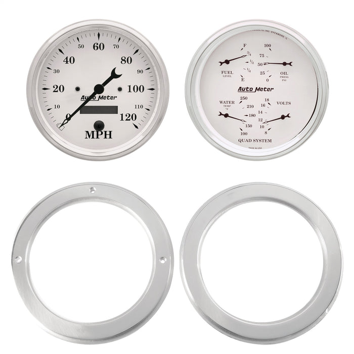 AutoMeter 7037-08 2 GAUGE DIRECT FIT DASH KIT; CHEVY TRUCK 54-55; 2 GAUGE; OLD-TYME WHITE - Truck Part Superstore