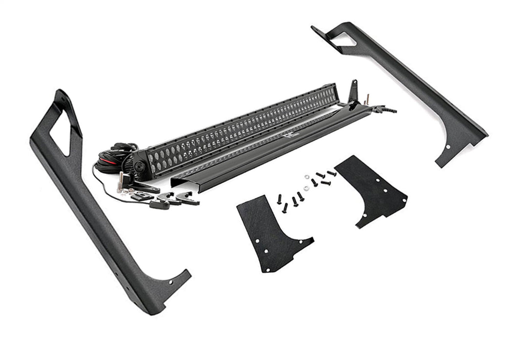 Rough Country 70503BL Jeep 50-Inch Straight LED Light Bar Upper Windshield Kit w/ Black Series LED 97-06 TJ Rough Country - Truck Part Superstore