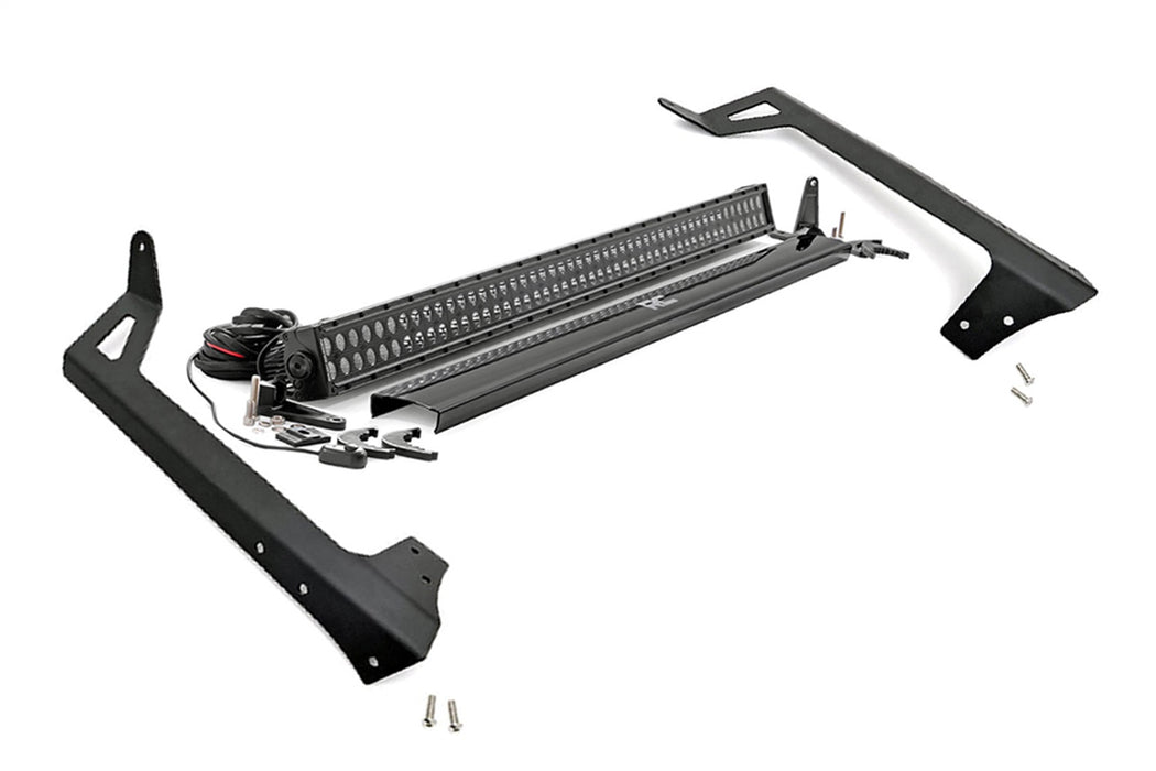 Rough Country 70504BL Jeep 50-Inch Straight LED Light Bar Upper Windshield Kit w/ 50 Inch Black Series LED Light 07-18 Wrangler JK Rough Country - Truck Part Superstore