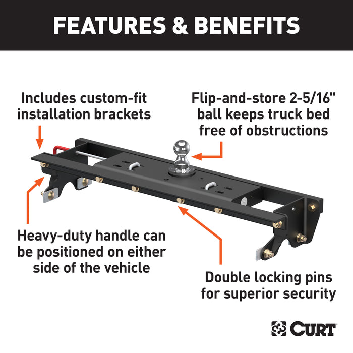 CURT 60724 Double Lock Gooseneck Hitch Kit with Brackets; Select Ford F-150 - Truck Part Superstore