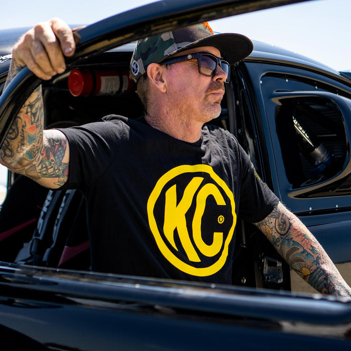 KC HiLiTES 70616 KC Classic Yellow Logo Tee Shirt - Black - 2X-Large - Truck Part Superstore