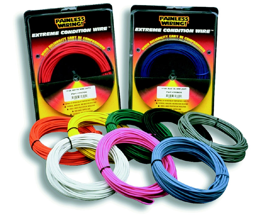 Painless Wiring 70818 14 Gauge TXL Wire; 50 ft.; Yellow/black; - Truck Part Superstore