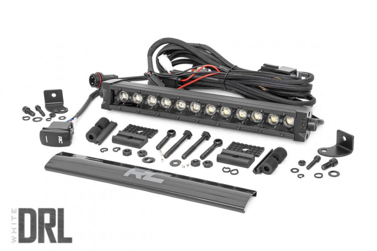Rough Country 70712BLDRL 12 Inch CREE LED Light Bar Single Row Black Series w/Cool White DRL Rough Country - Truck Part Superstore