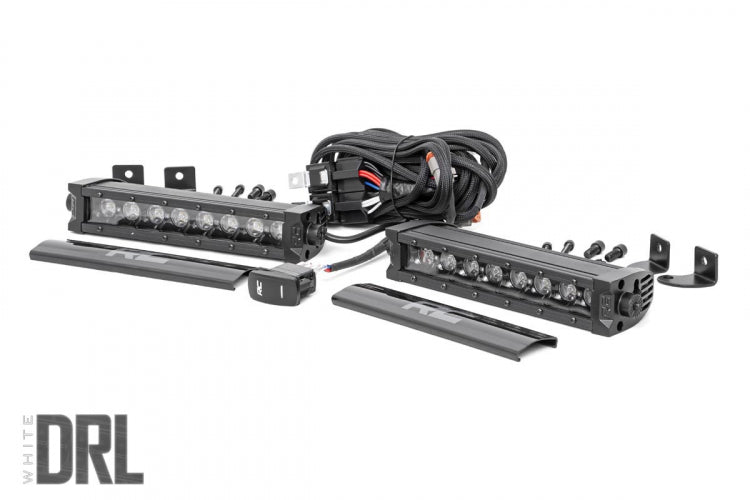 Rough Country 70728BLDRL 8 Inch CREE LED Light Bar Single Row, Pair Black Series w/Cool White DRL Rough Country - Truck Part Superstore