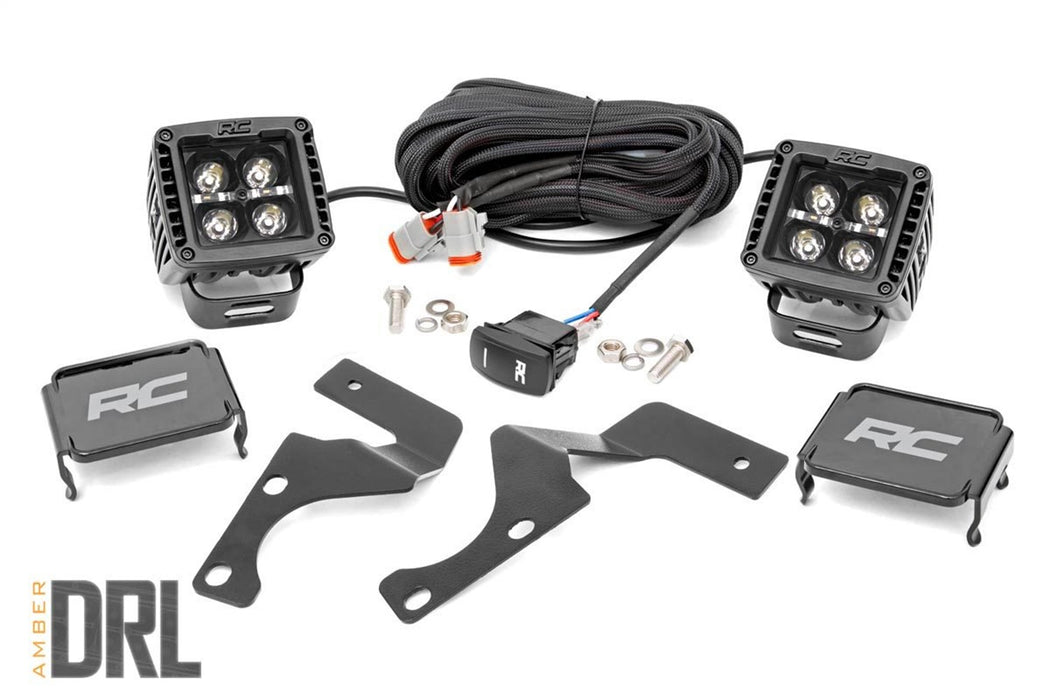 Rough Country 70798 Toyota 4Runner 2 Inch LED Lower Windshield Ditch Kit Black Series w/Amber DRL For 14-Pres 4Runner Rough Country - Truck Part Superstore