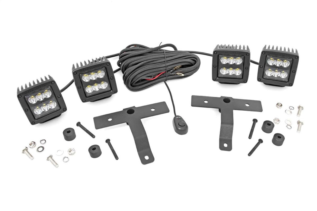 Rough Country 70822 Jeep Quad LED Light Pod Kit -Black Series 18-20 JL/20 Gladiator Rough Country - Truck Part Superstore