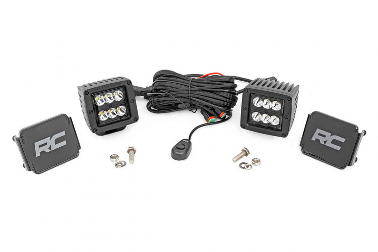 Rough Country 70903BL 2 Inch Square Cree LED Lights Pair Black Series, Spot Beam Rough Country - Truck Part Superstore