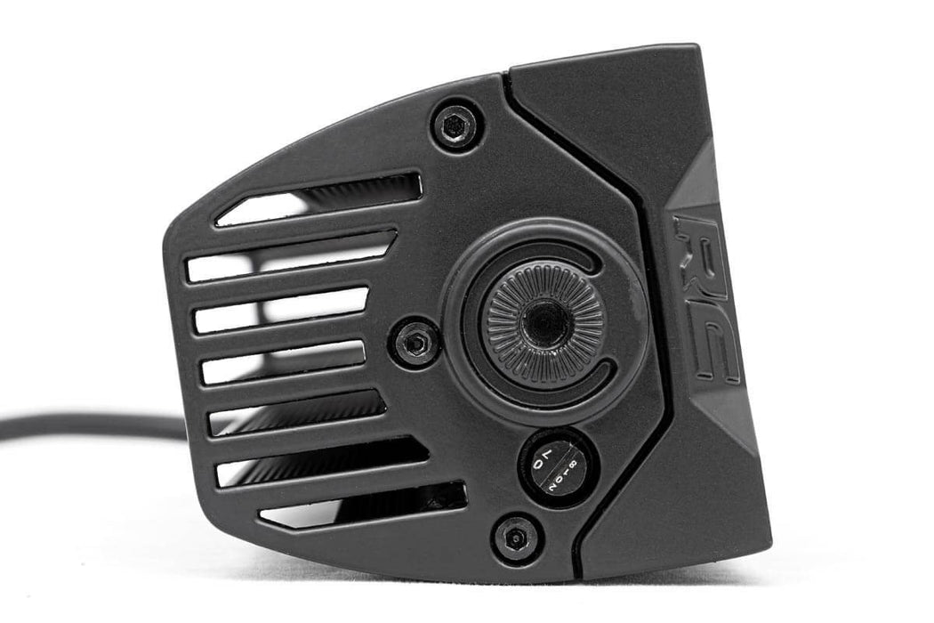 Rough Country 70903BLKDRLA 2 Inch Square Cree LED Lights Pair Black Series w/Amber DRL Rough Country - Truck Part Superstore