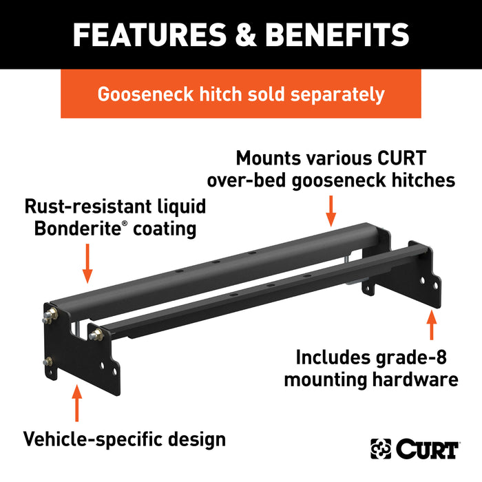 CURT 61331 Over-Bed Gooseneck Installation Brackets; Select Silverado; Sierra 1500 - Truck Part Superstore